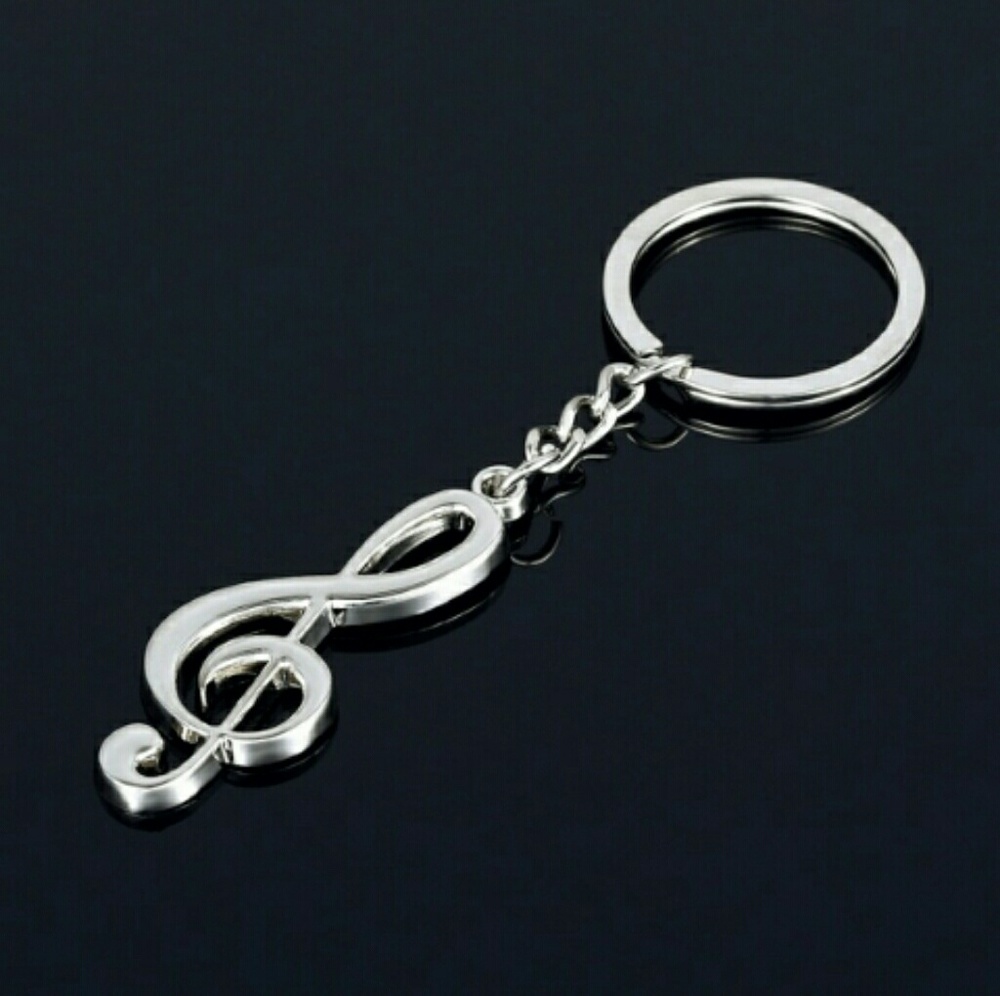 🆕Silver Plated Music G Clef Keyring keychain
